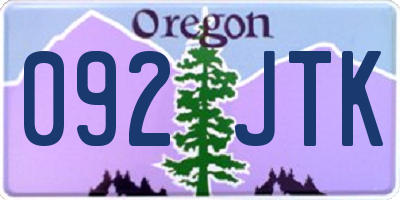 OR license plate 092JTK