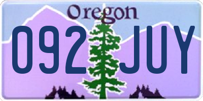 OR license plate 092JUY