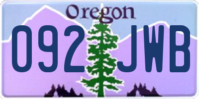 OR license plate 092JWB