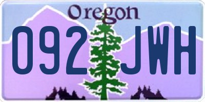 OR license plate 092JWH