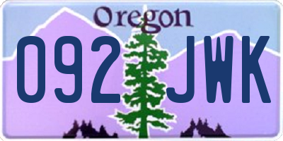 OR license plate 092JWK