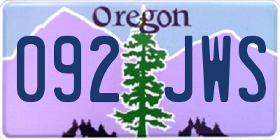 OR license plate 092JWS