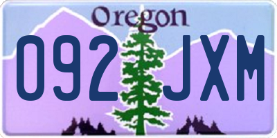 OR license plate 092JXM
