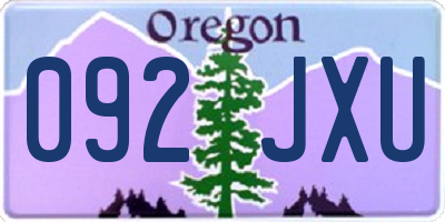OR license plate 092JXU