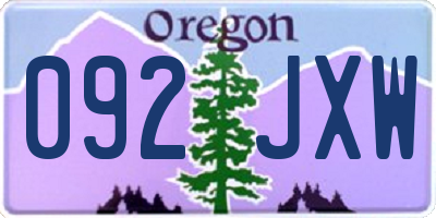 OR license plate 092JXW
