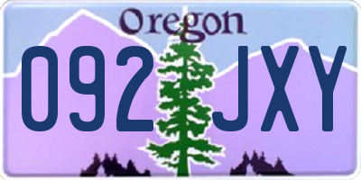 OR license plate 092JXY