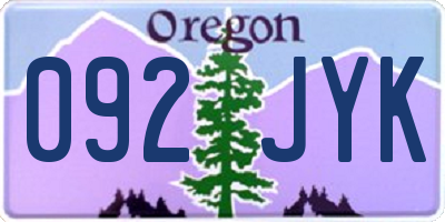 OR license plate 092JYK