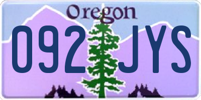 OR license plate 092JYS