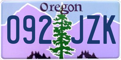 OR license plate 092JZK