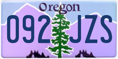 OR license plate 092JZS