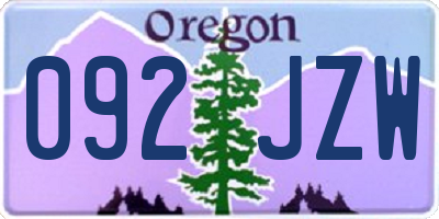 OR license plate 092JZW