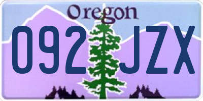 OR license plate 092JZX