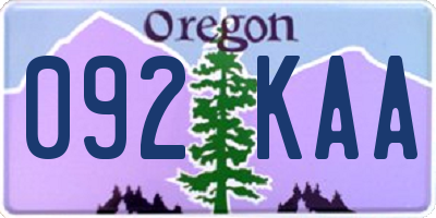OR license plate 092KAA
