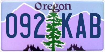 OR license plate 092KAB
