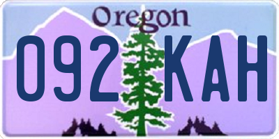 OR license plate 092KAH
