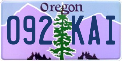 OR license plate 092KAI