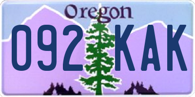 OR license plate 092KAK