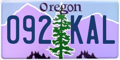 OR license plate 092KAL