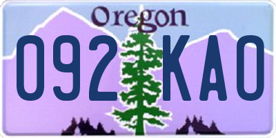 OR license plate 092KAO