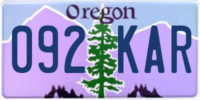 OR license plate 092KAR