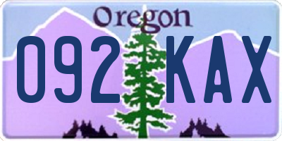OR license plate 092KAX