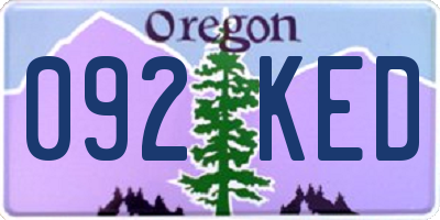 OR license plate 092KED