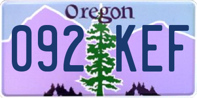 OR license plate 092KEF