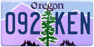 OR license plate 092KEN