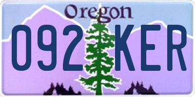OR license plate 092KER