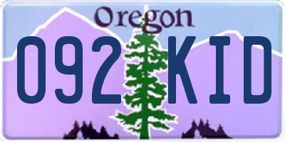 OR license plate 092KID