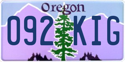 OR license plate 092KIG