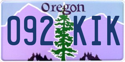 OR license plate 092KIK
