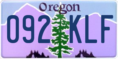 OR license plate 092KLF