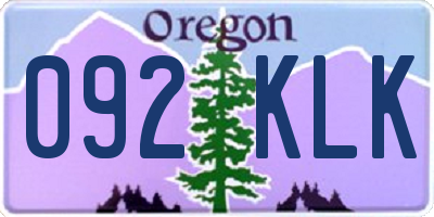 OR license plate 092KLK