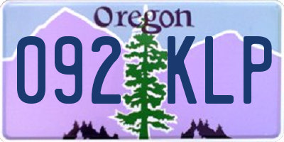 OR license plate 092KLP