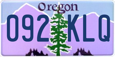 OR license plate 092KLQ
