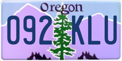 OR license plate 092KLU