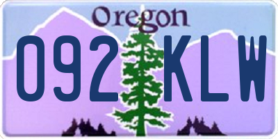 OR license plate 092KLW