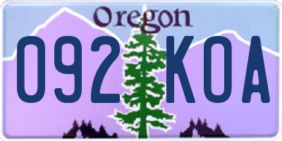 OR license plate 092KOA