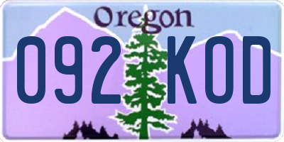 OR license plate 092KOD