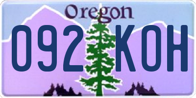 OR license plate 092KOH