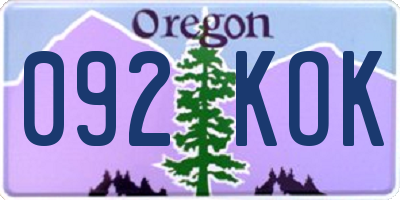 OR license plate 092KOK