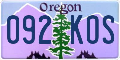 OR license plate 092KOS