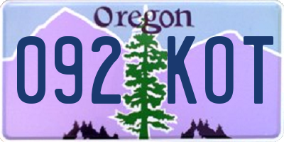 OR license plate 092KOT