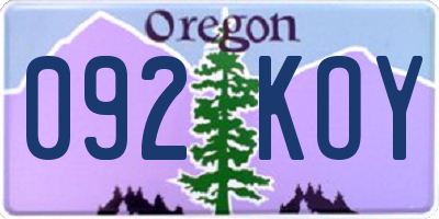 OR license plate 092KOY