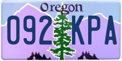 OR license plate 092KPA