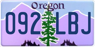 OR license plate 092LBJ
