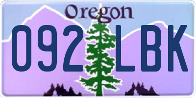 OR license plate 092LBK
