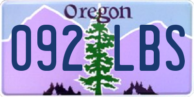 OR license plate 092LBS
