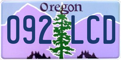 OR license plate 092LCD